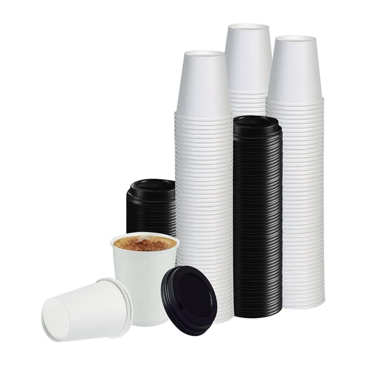 GENERICO - Pack 50 Vasos Polipapel 8oz + 50 Tapas Vaso Café Desechables