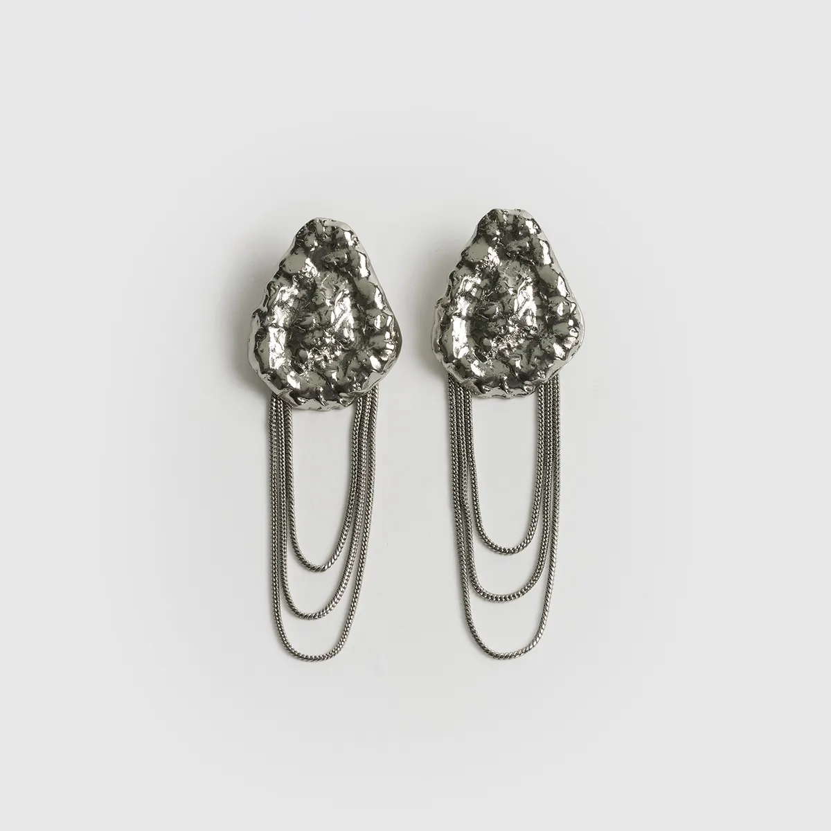 LOUNGE - Aros Mujer Triángulo Machacado Strass Cadenas