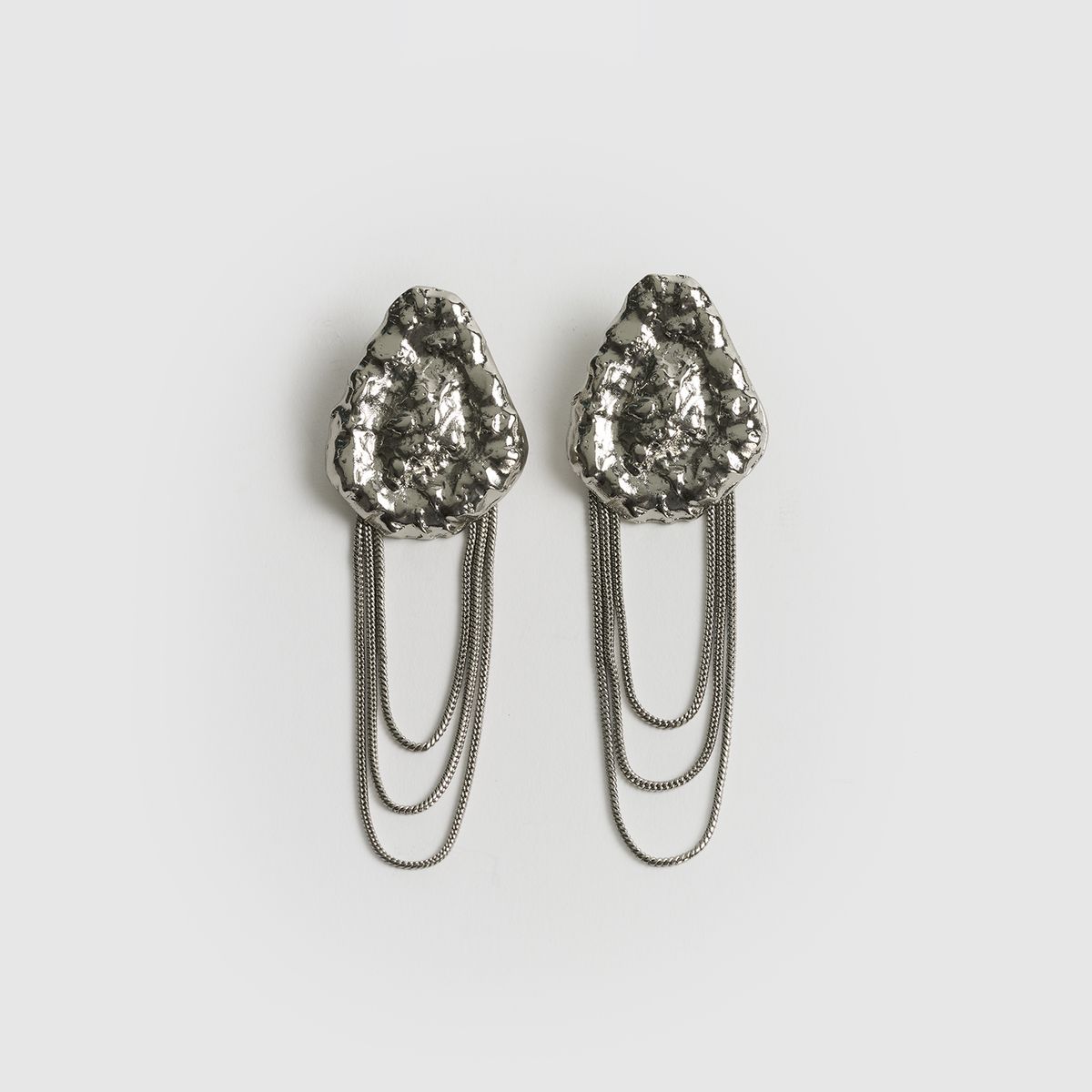 LOUNGE - Aros Mujer Triángulo Machacado Strass Cadenas