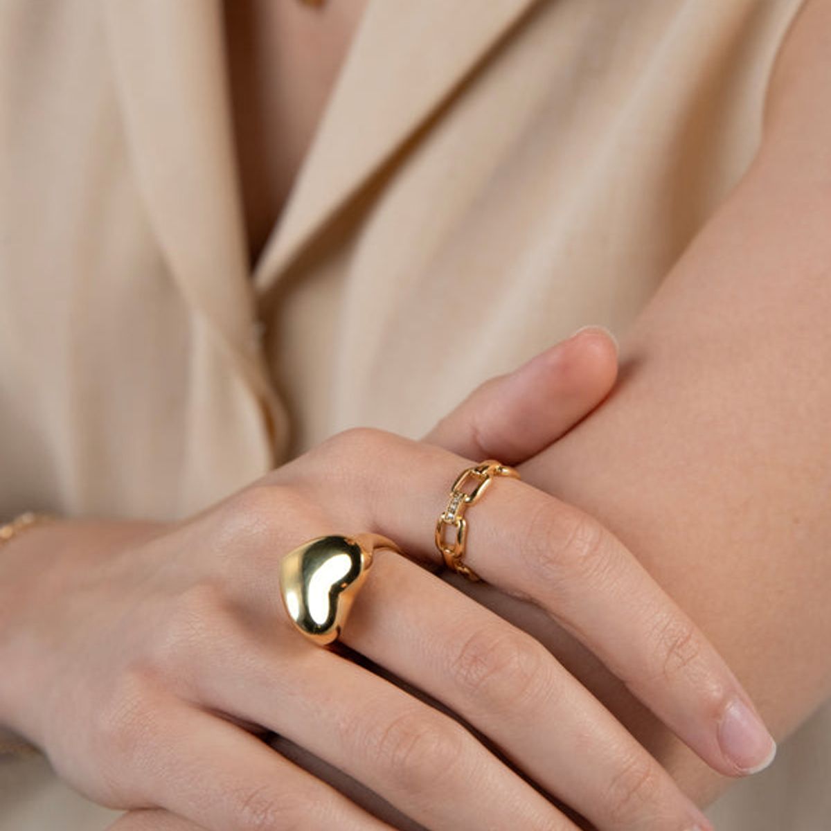 ONE DESIGNED IN LISBON - Anillo Crazy Heart Gold