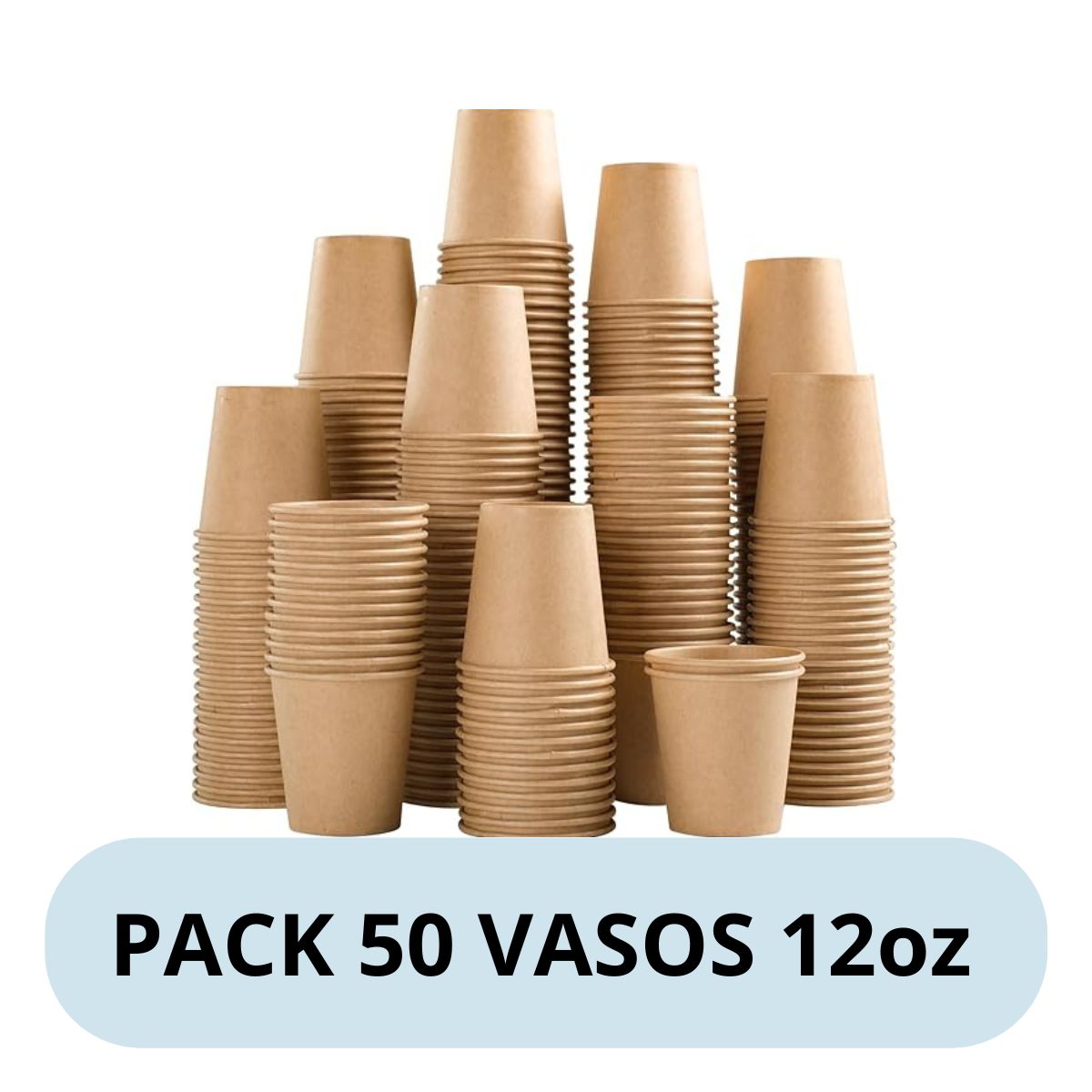 GENERICO - Vasos Kraft 12oz Desechables Pack 50und Vaso Café  Polipapel Marrón