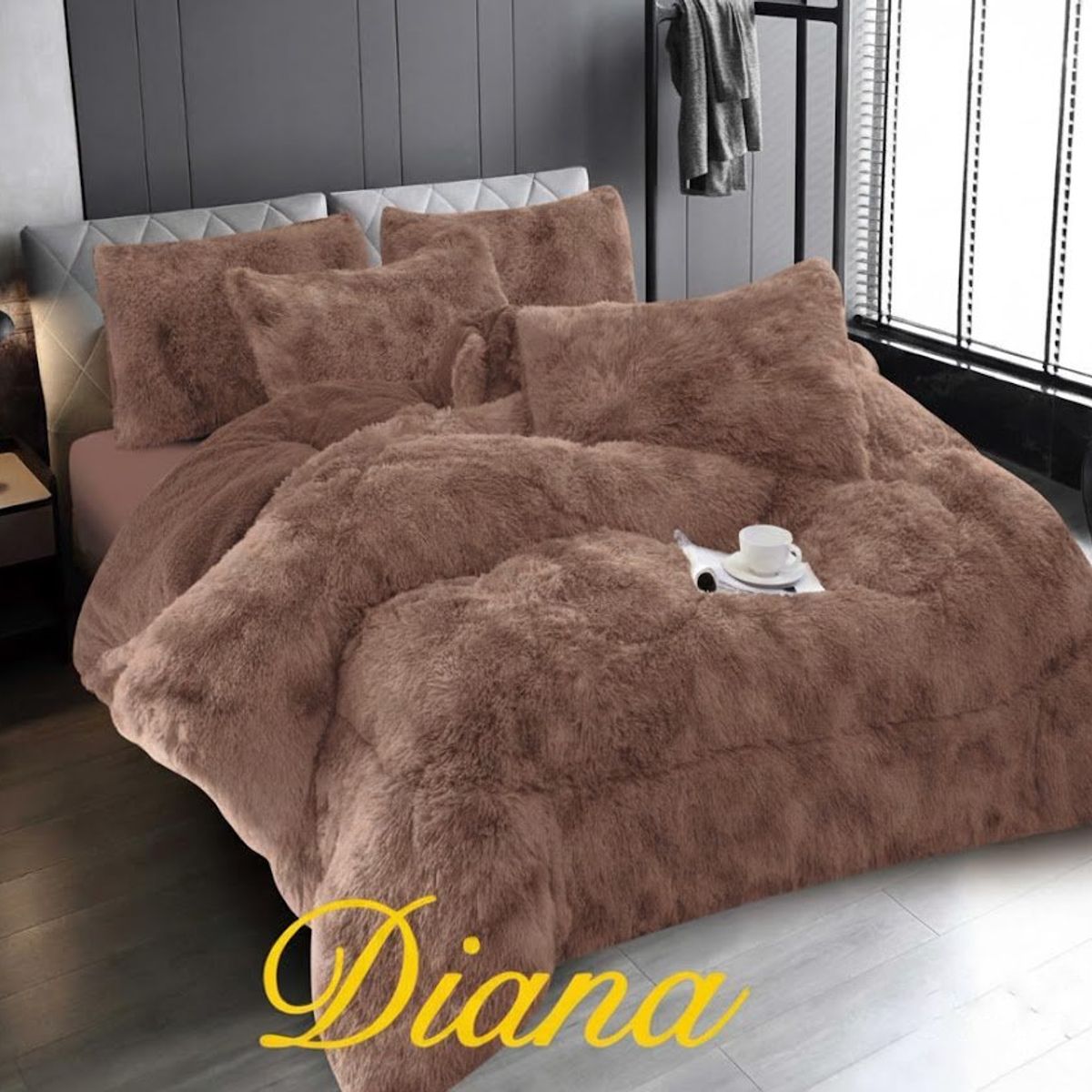 DIANA - COBERTOR DE INVIERNO PELUDO CON CHIPORRO PREMIUN 2 PLAZA DISEÑO JASPEADO