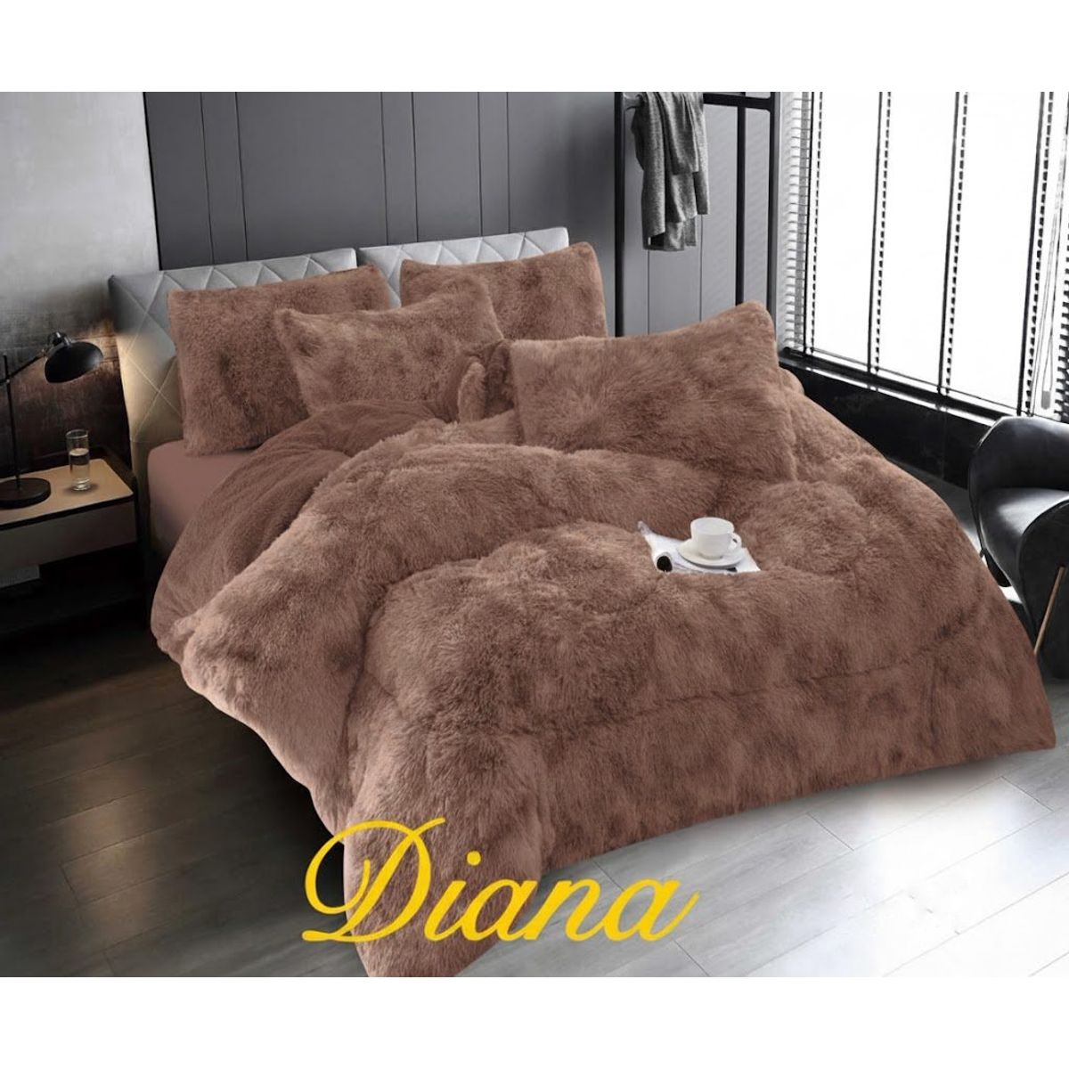 DIANA - COBERTOR DE INVIERNO PELUDO CON CHIPORRO PREMIUN 2 PLAZA DISEÑO JASPEADO