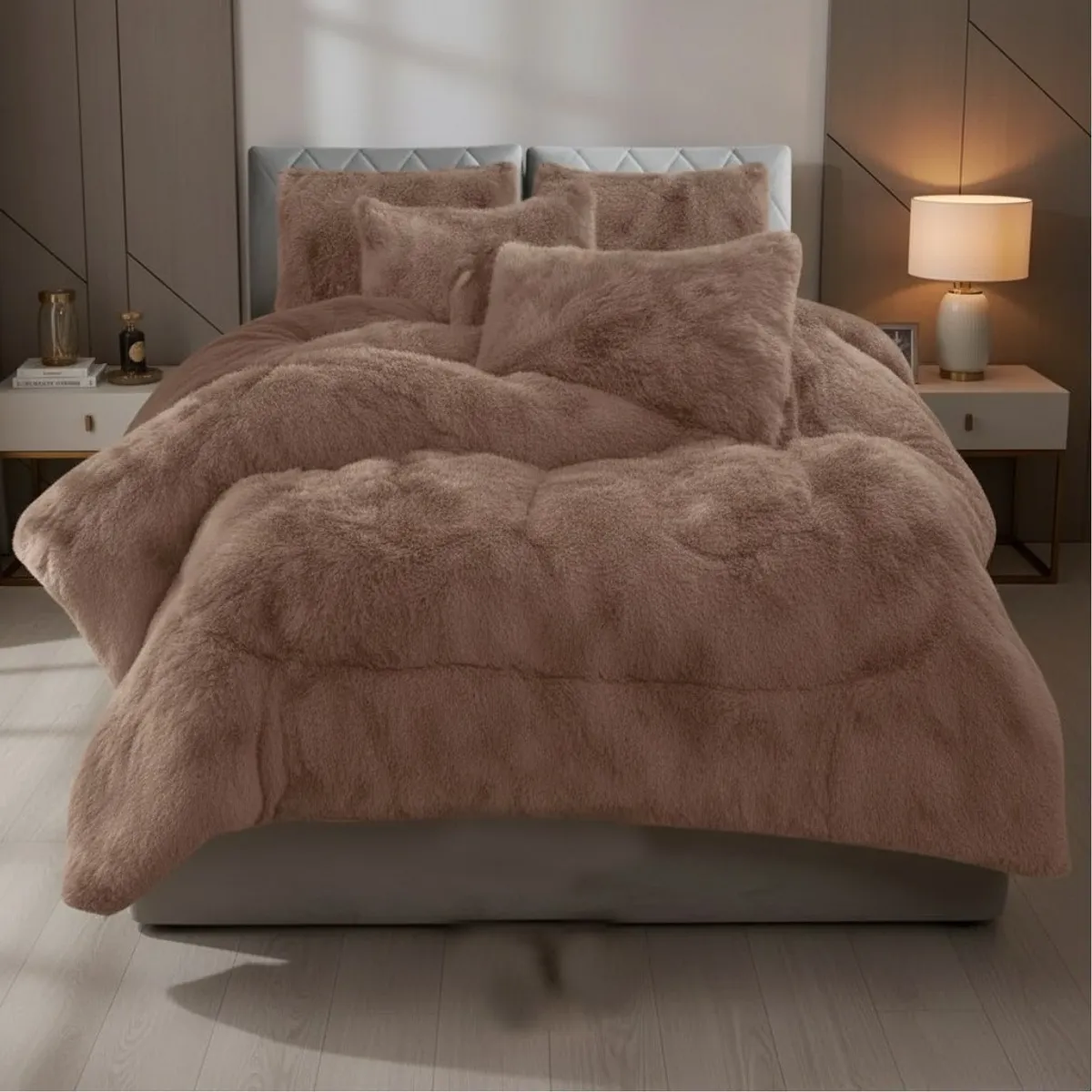 DIANA - COBERTOR DE INVIERNO PELUDO CON CHIPORRO PREMIUN 2 PLAZA DISEÑO JASPEADO