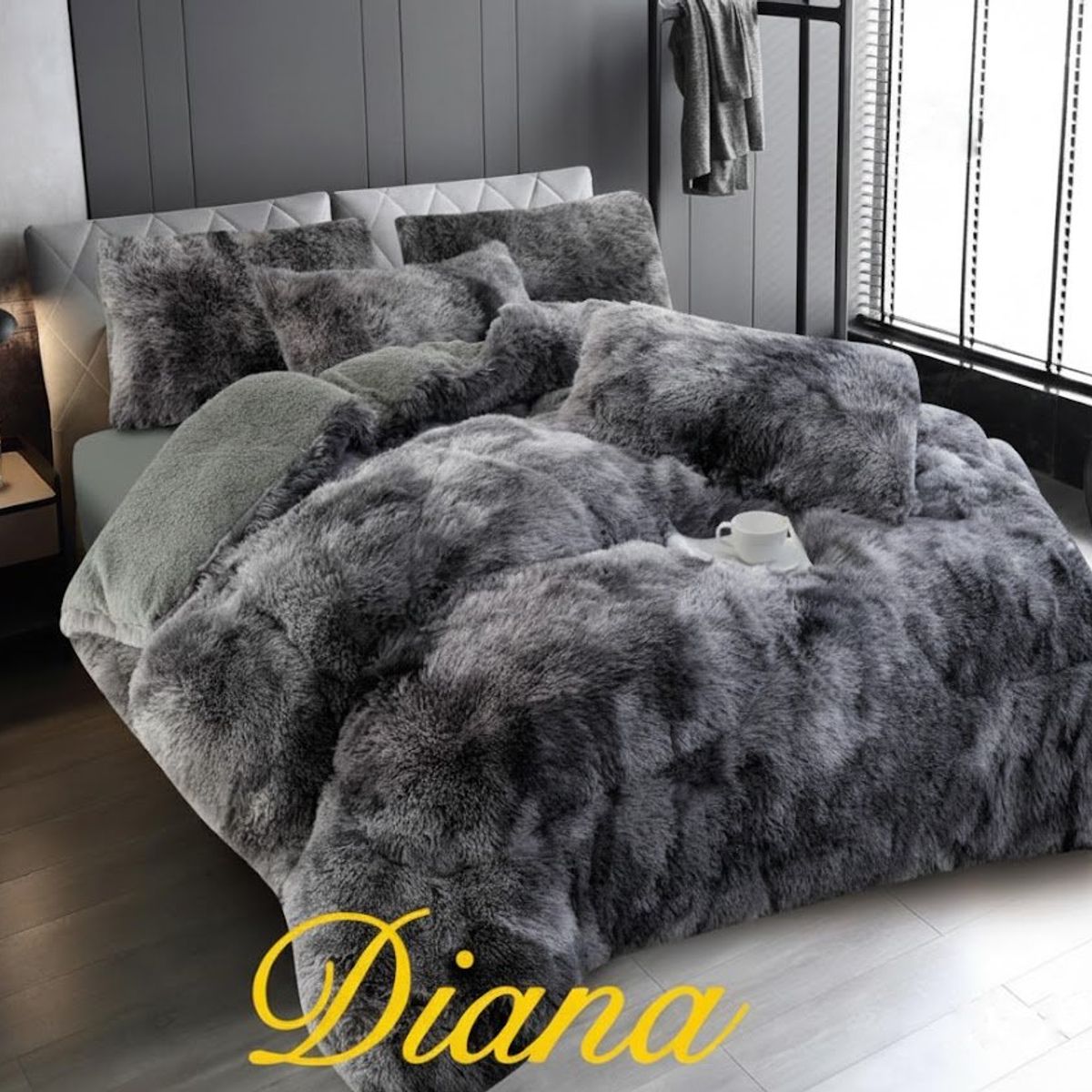 DIANA - COBERTOR DE INVIERNO PELUDO CON CHIPORRO PREMIUN 2 PLAZA DISEÑO JASPEADO