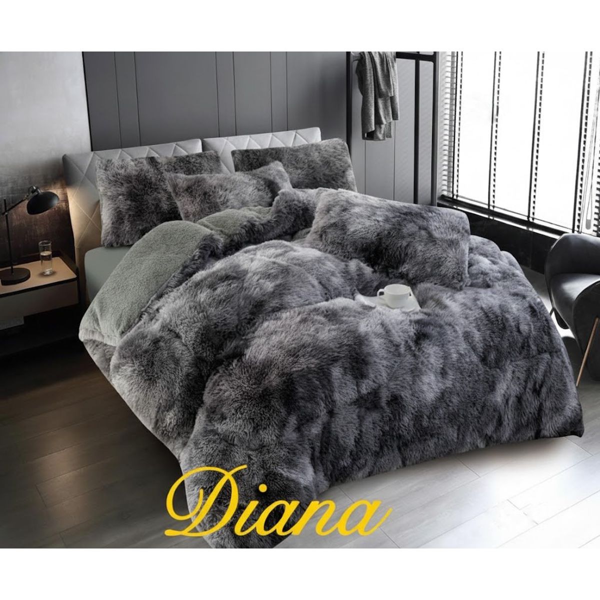 DIANA - COBERTOR DE INVIERNO PELUDO CON CHIPORRO PREMIUN 2 PLAZA DISEÑO JASPEADO