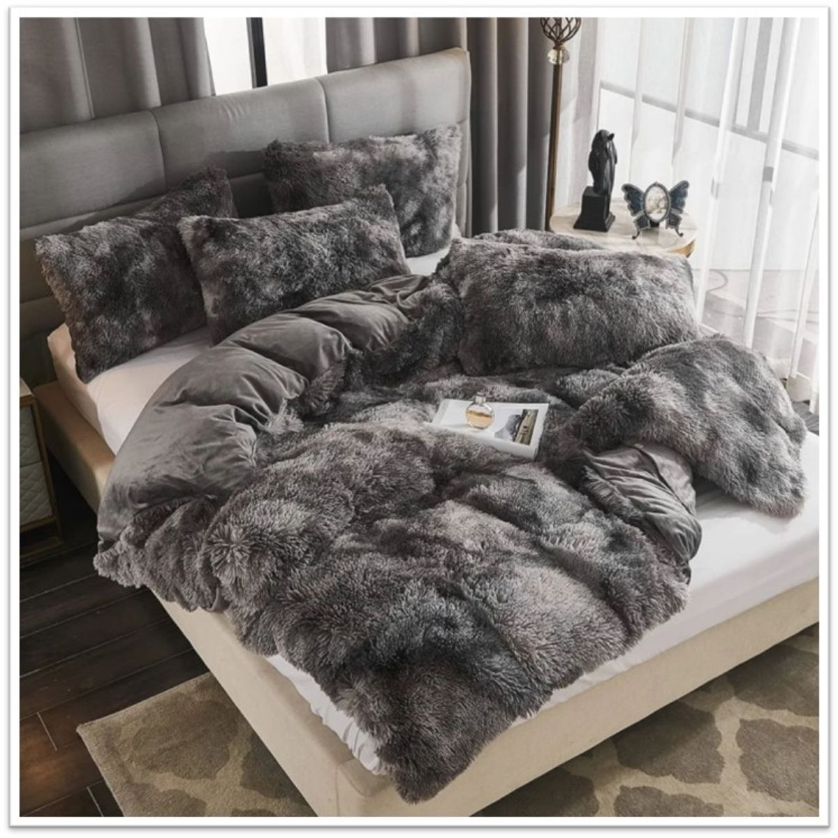 DIANA - COBERTOR DE INVIERNO PELUDO CON CHIPORRO PREMIUN 2 PLAZA DISEÑO JASPEADO