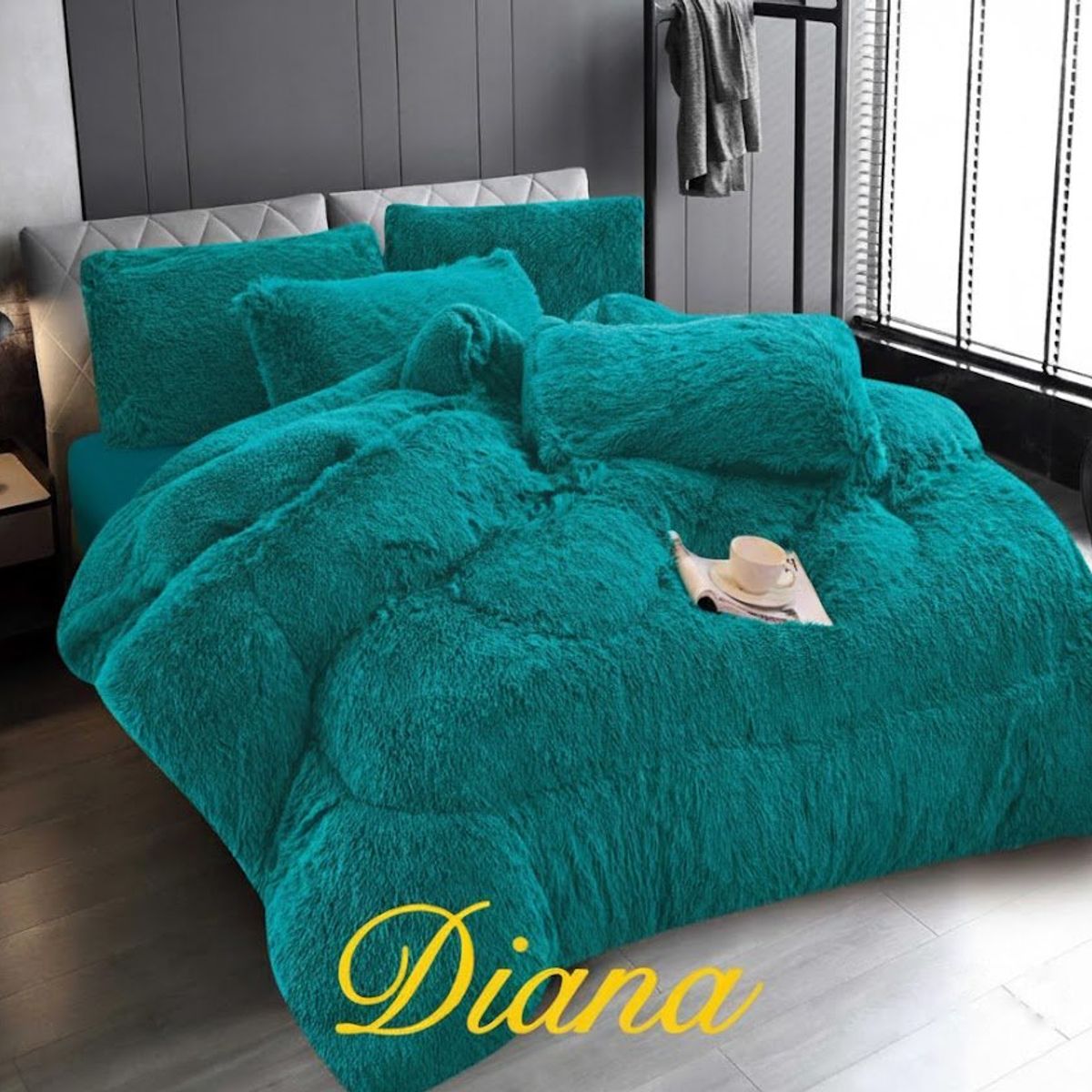 DIANA - COBERTOR DE INVIERNO PELUDO CON CHIPORRO PREMIUN 2 PLAZA UNICOLOR TURQUESA