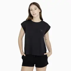 CONVERSE - Polera Small Shine Patch M/C Mujer Negro