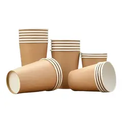 GENERICO - Vasos Polipapel Kraft 8oz Desechables Café Pack 100 Unidades Marrón