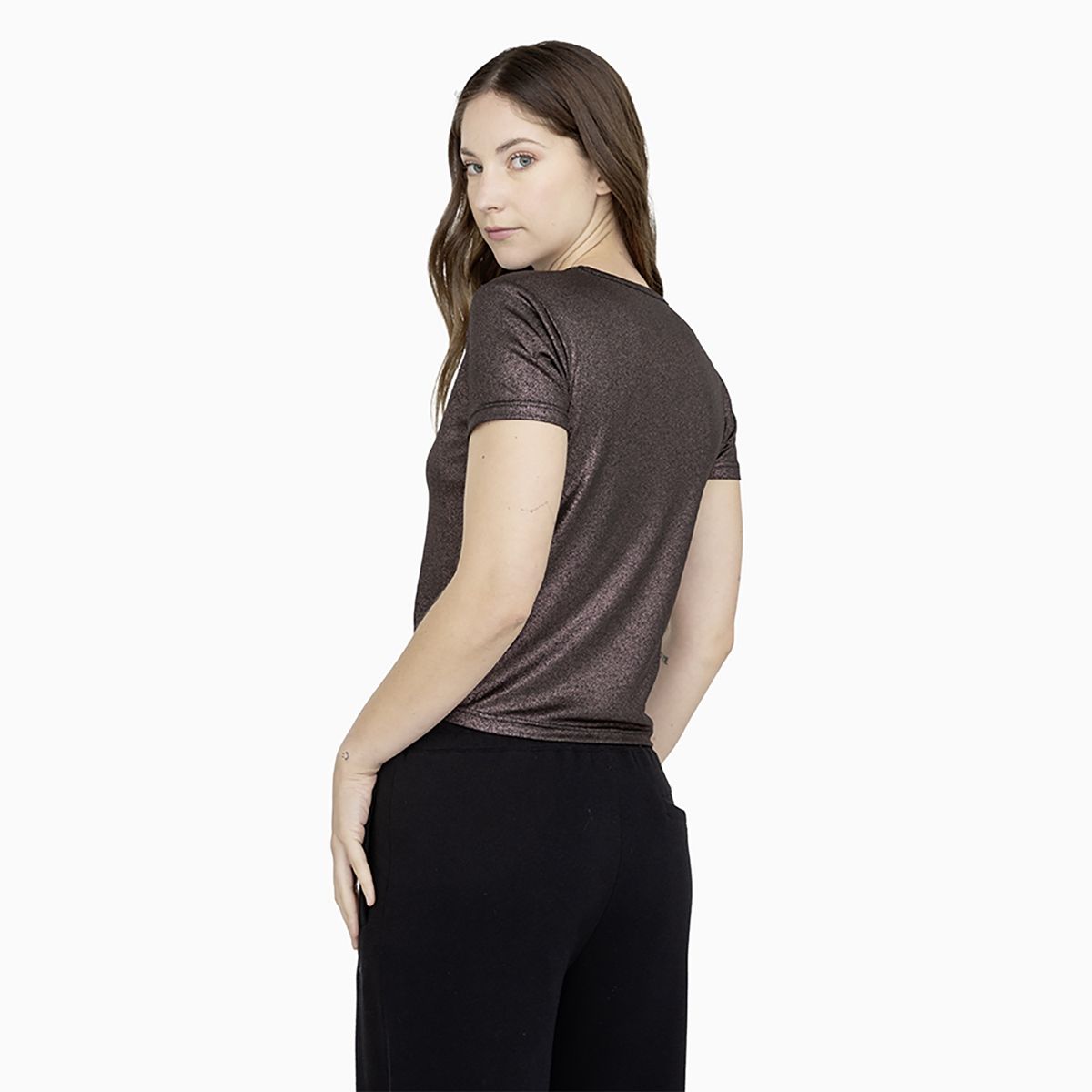 CONVERSE - Polera Converse Shiny Rib Slim M/C Mujer Negro