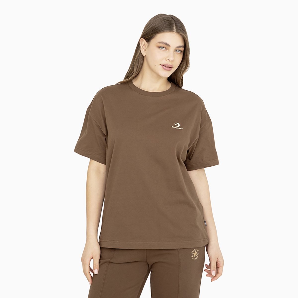 CONVERSE - Polera Converse Roses M/C Mujer Café
