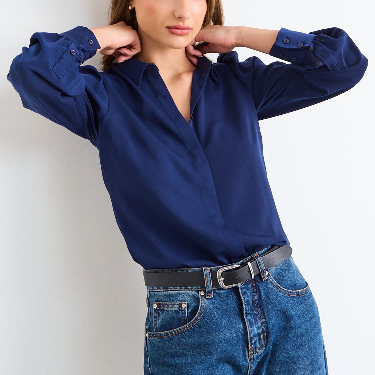 IO - Blusa Lisa Mujer Azul Io