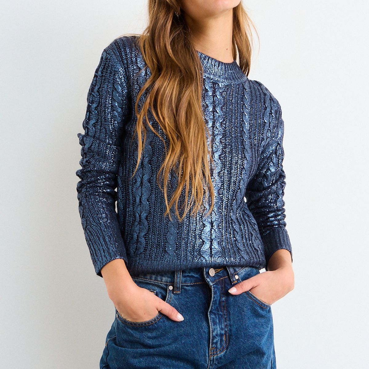 IO - Sweater Liso Mujer Azul Io