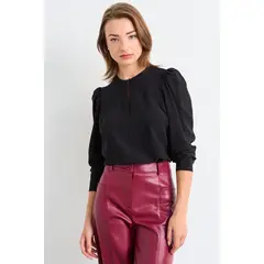 IO - Blusa Lisa Mujer Negro