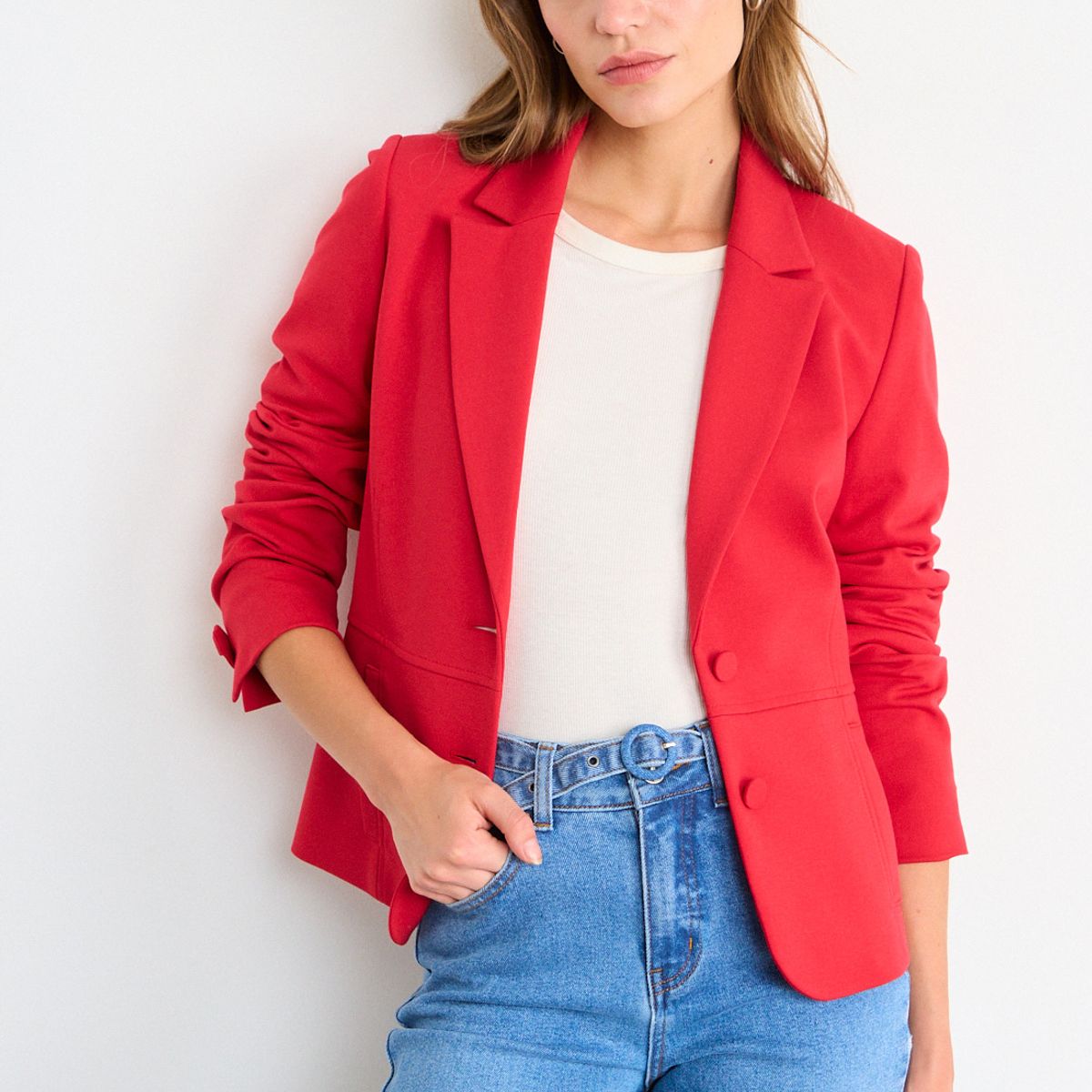 IO - Blazer Liso Mujer Rojo Io