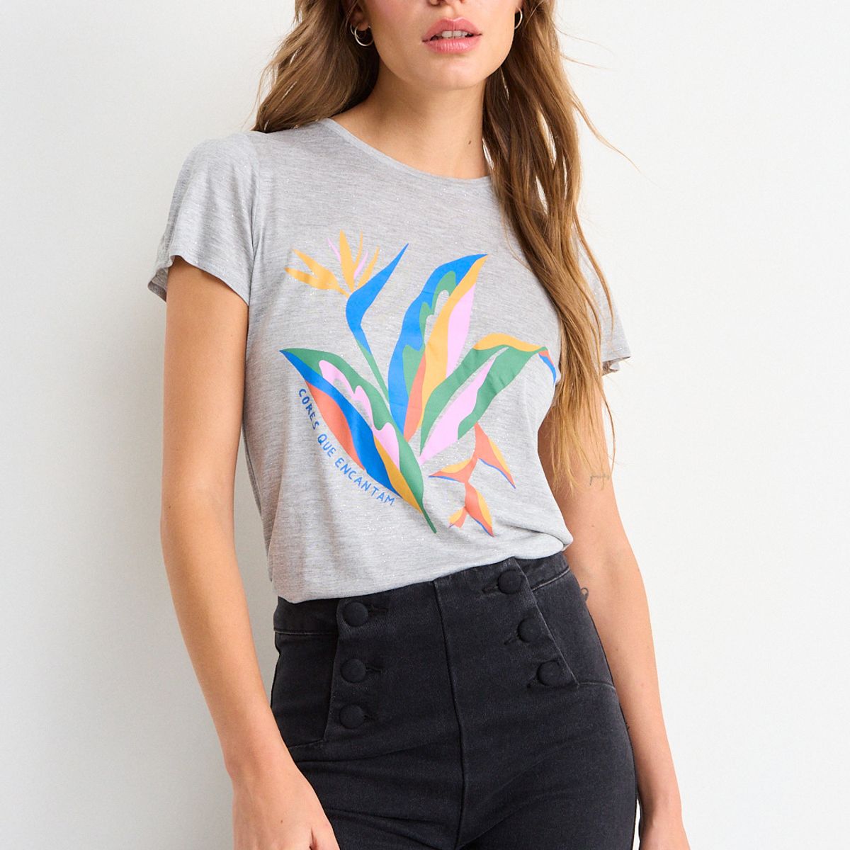 IO - Polera Estampada Mujer Gris Io