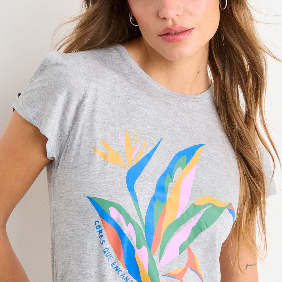 IO - Polera Estampada Mujer Gris Io