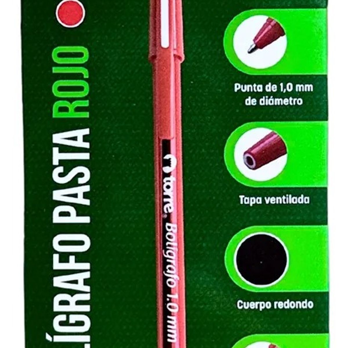 TORRE - Lápiz Pasta Torre Punta Media 1mm Tinta Roja Caja x12 Unidades
