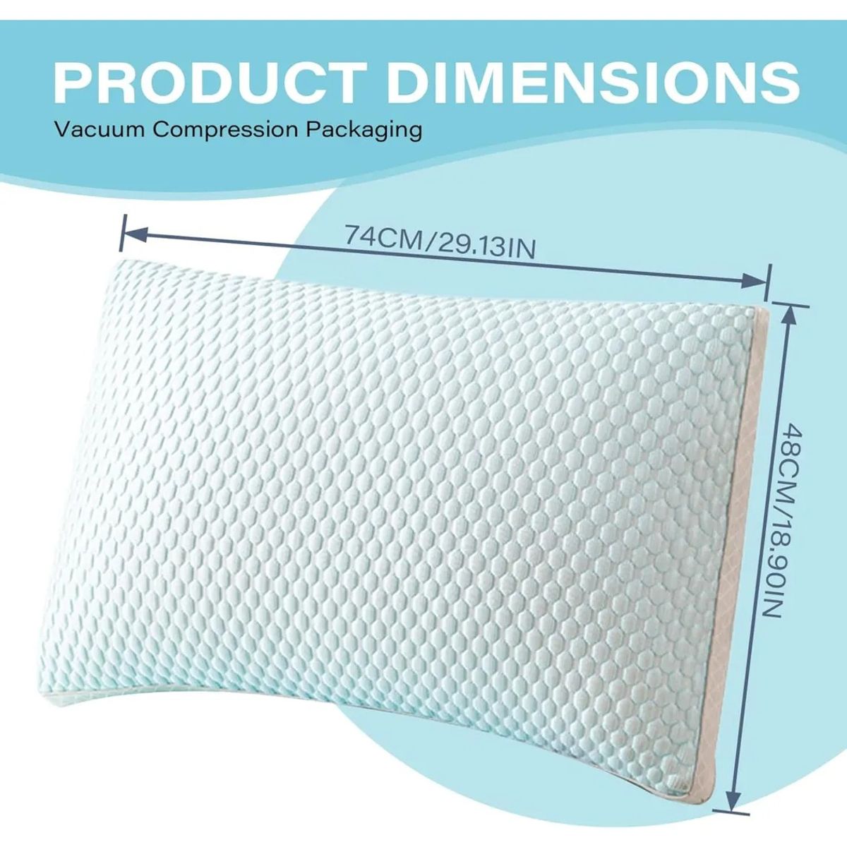 EVERSO - Pack 2 Almohadas Refrescantes Espuma 74x48cm Para Cama Verde