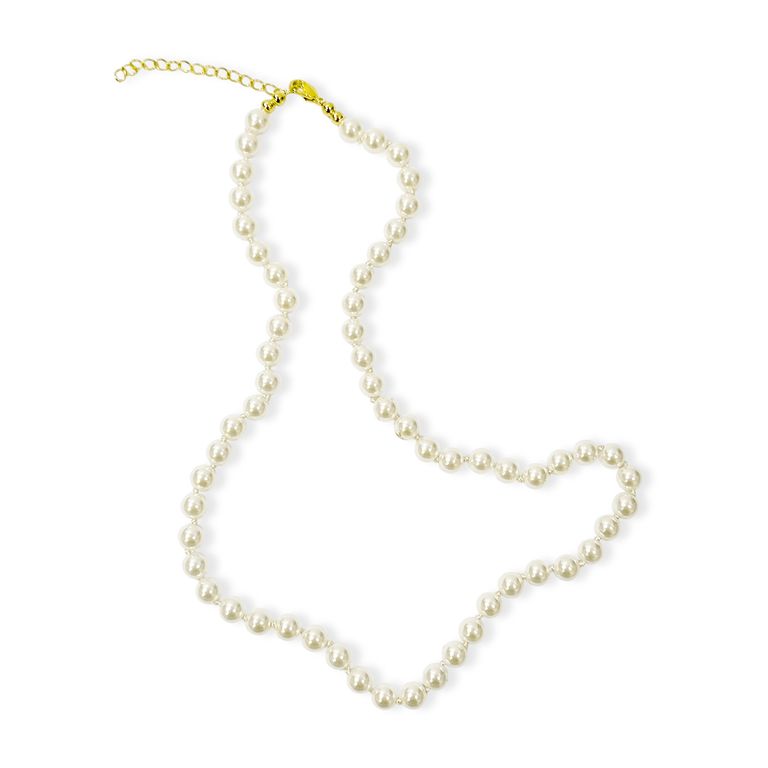 Collar Perlas Shellpearl Nudo 6mm Enchapado Oro 18K Blanco TALLA UNICA