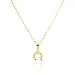 COGGIOLA - Collar Herradura Circón Veneciana Enchapado Oro 18K