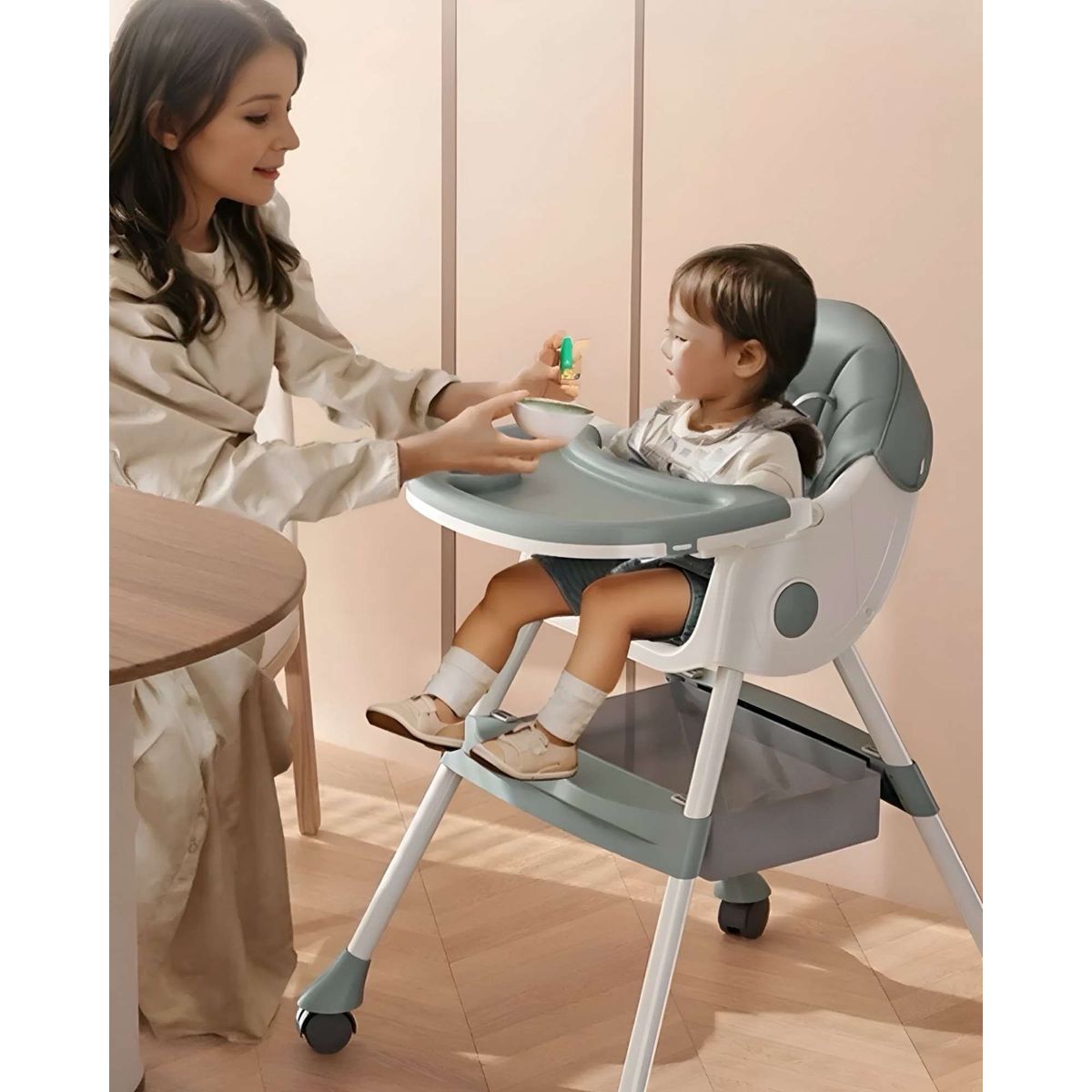 GENERICO - Silla de Comer multifuncional Reclinable para Bebé 3 en 1 Verde