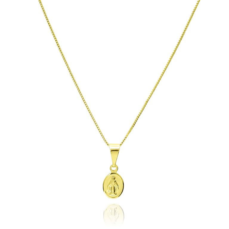 Collar Virgen de los Rayos Mini Veneciana Enchapado Oro 18K Dorado TALLA UNICA
