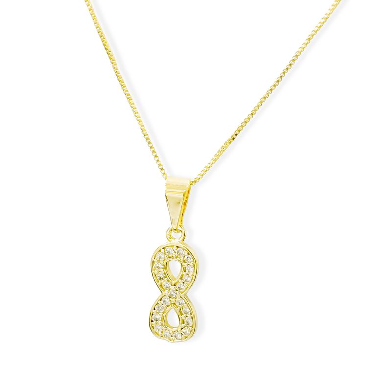 Collar Infinito Circon Veneciana Enchapado Oro 18K Dorado TALLA UNICA