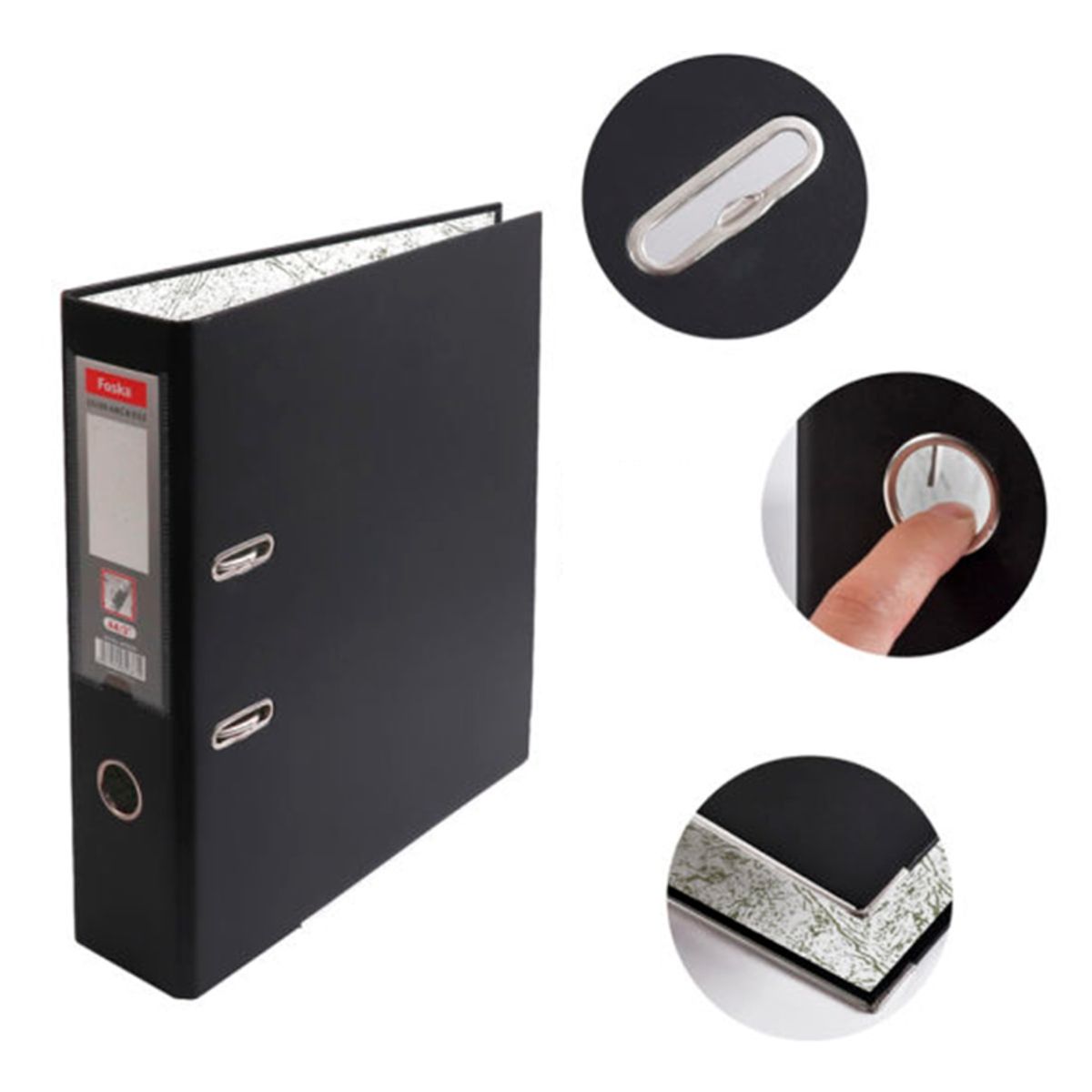 GENERICO - Archivador A4 negro 3 Plg alta calidad PVC W9500 FOSKA