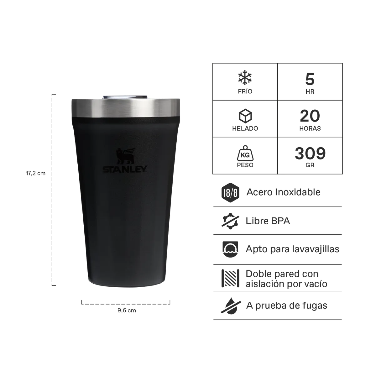 STANLEY - Vaso de Cerveza Everyday Negro - 473 ml