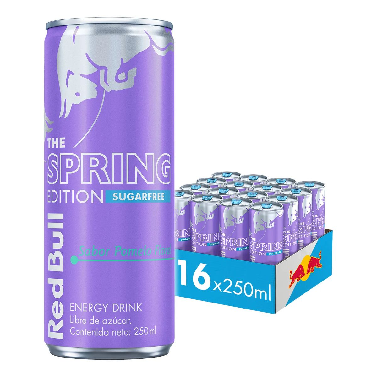RED BULL - Red Bull Bebida Energética 16 Latas Pomelo Sin Azúcar 250ml
