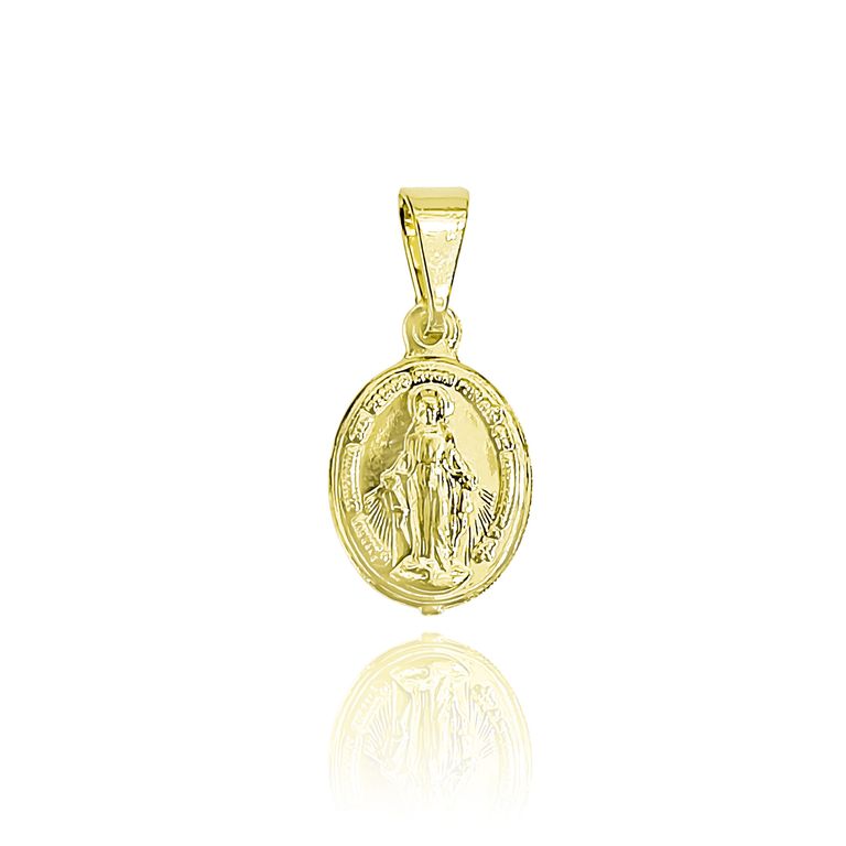 Colgante Medalla Virgen De Los Rayos 10mm Ovalado Enchapado Oro 18K Dorado TALLA UNICA