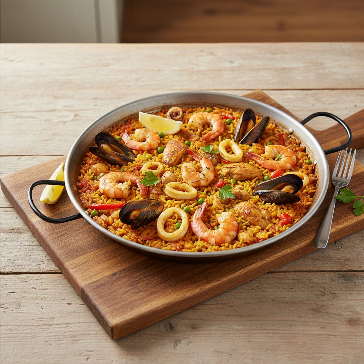 LA VALENCIANA - Paellera 34 cm 6 porciones Acero pulido
