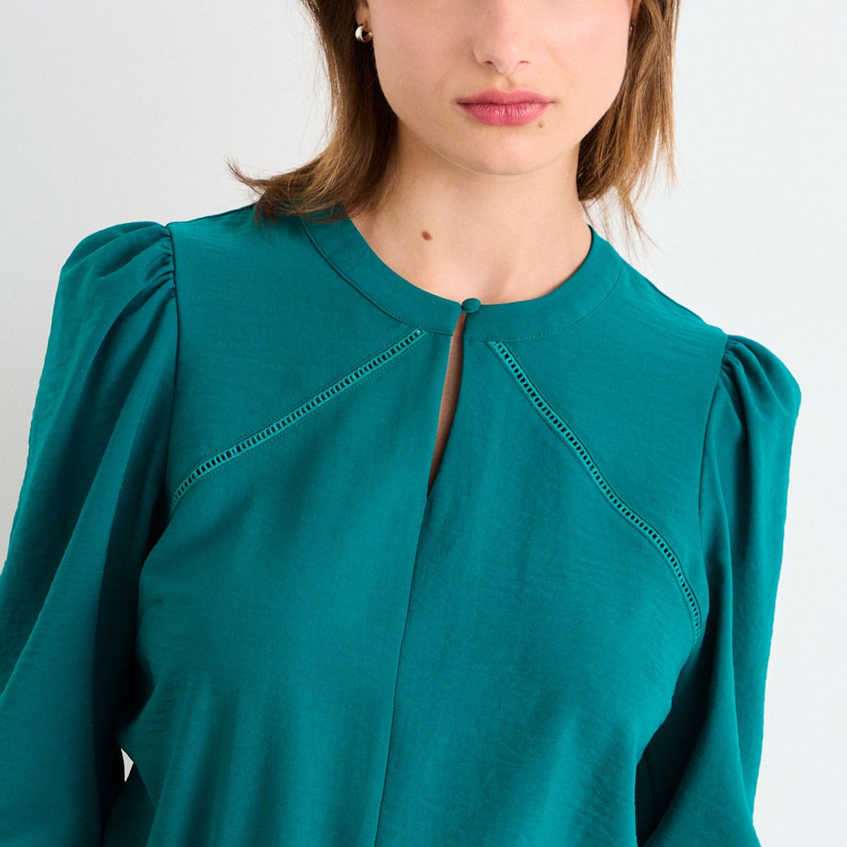 IO - Blusa Lisa Mujer Verde Petróleo Io