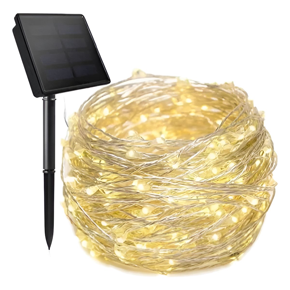 GENERICO - Guirnalda De Luces Led 200 20m Cable Transparente Solar Luz Cálida