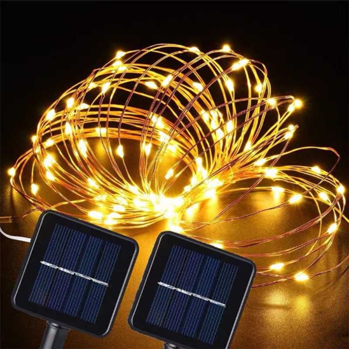 GENERICO - Guirnalda De Luces Led 200 20m Cable Transparente Solar Luz Cálida