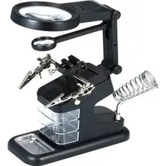 GENERICO - Soporte Para Soldador Con Lupa Y Led De 3 Cajones