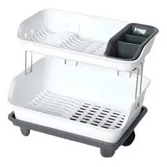 GENERICO - Secador Escurridor De Platos Dos Niveles Plástico Blanco