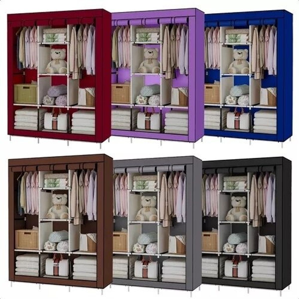 GENERICO - Closet Organizador Zapatera Compartimiento Ropero Portatil - Marrón