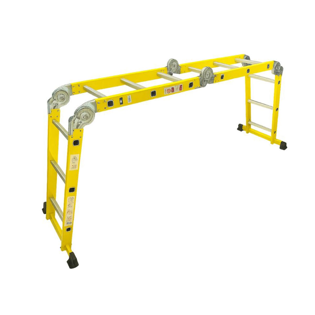 BOLTON - Escalera plegable multiuso Bolton fibra de vidrio amarilla 4x3 3.36 m