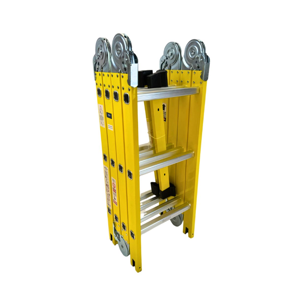 BOLTON - Escalera plegable multiuso Bolton fibra de vidrio amarilla 4x3 3.36 m