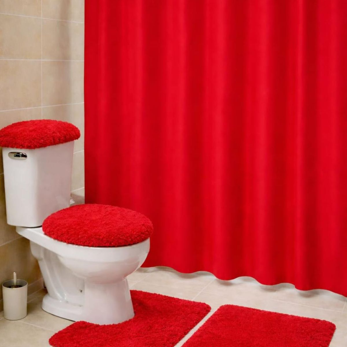 GENERICO - Set de baño peludo + cortina