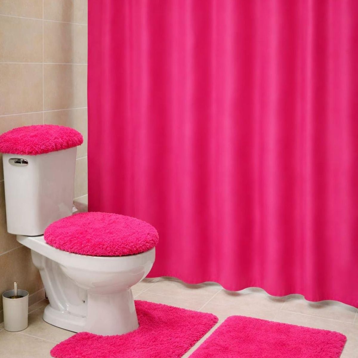 GENERICO - Set de baño peludo + cortina