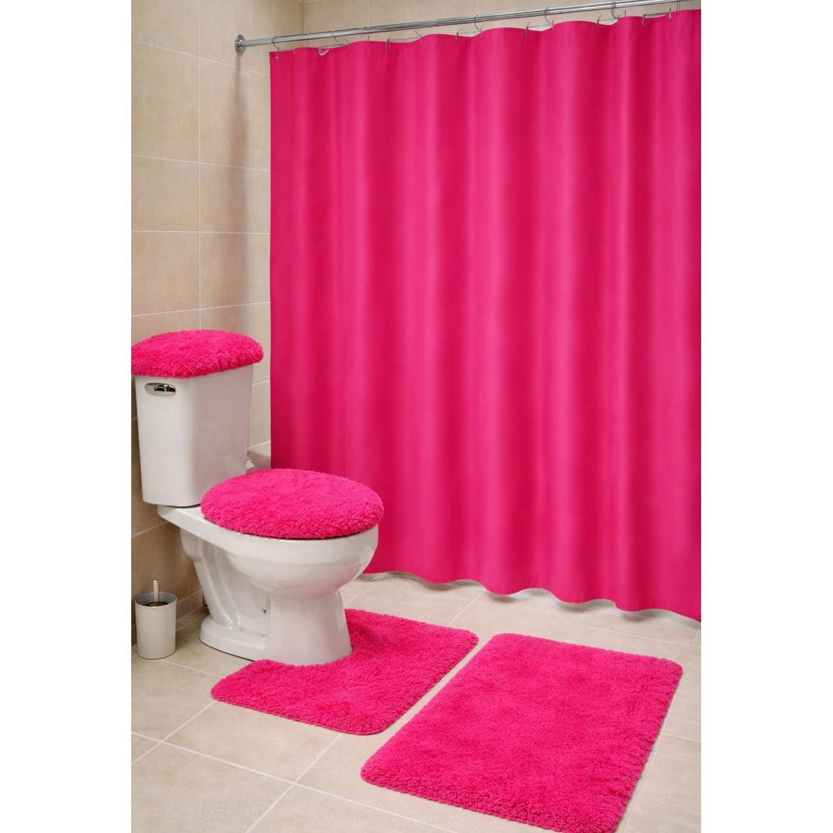GENERICO - Set de baño peludo + cortina