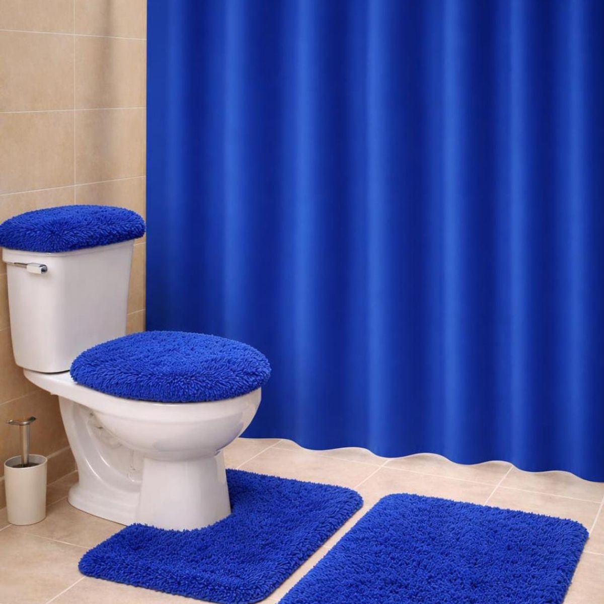 GENERICO - Set de baño peludo + cortina