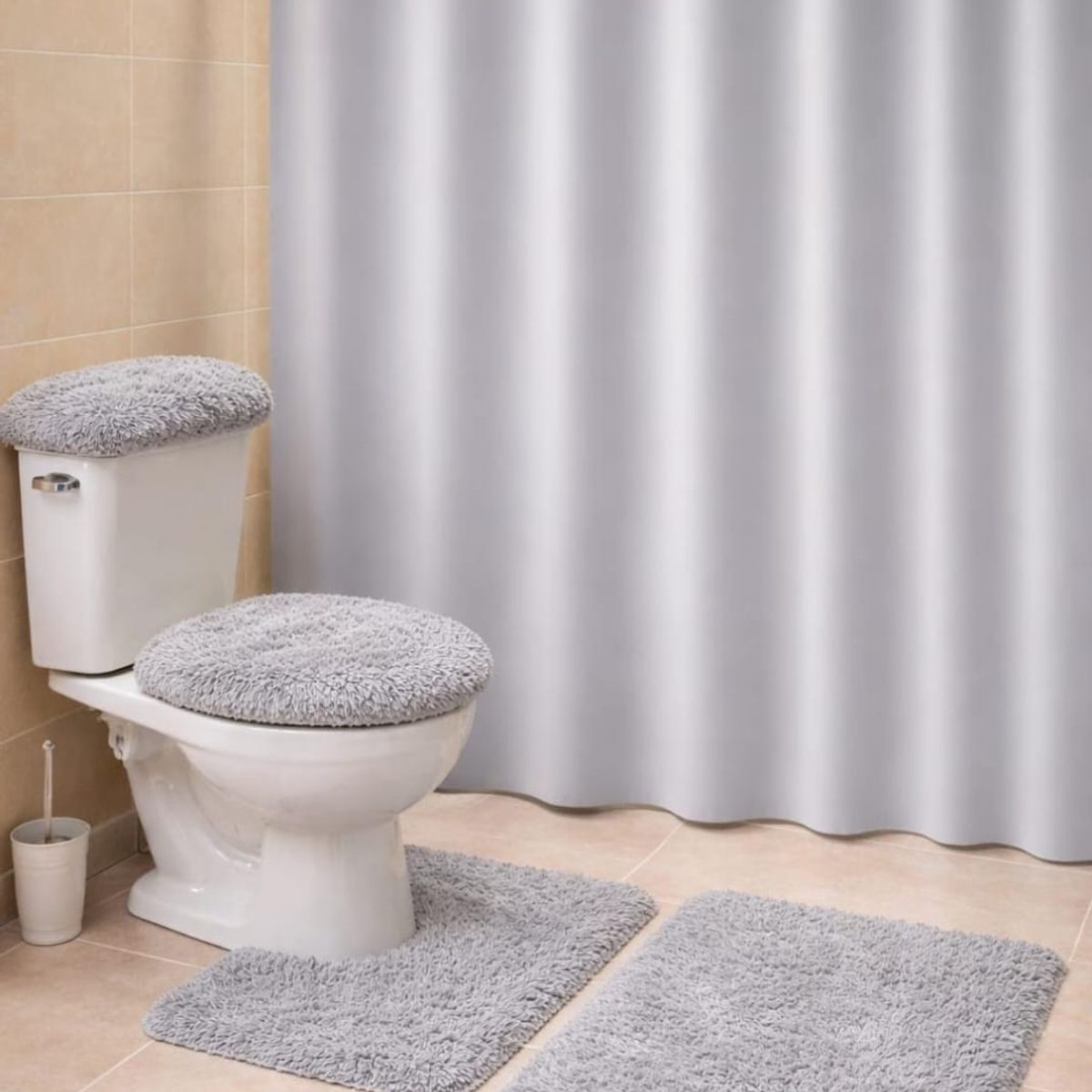 GENERICO - Set de baño peludo + cortina