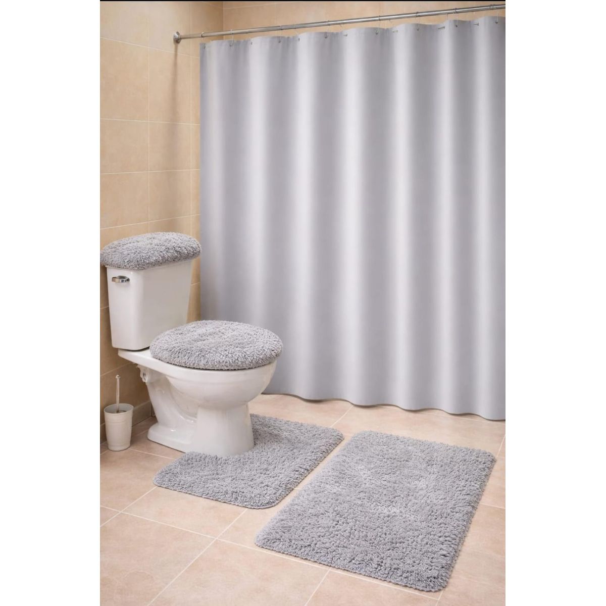 GENERICO - Set de baño peludo + cortina