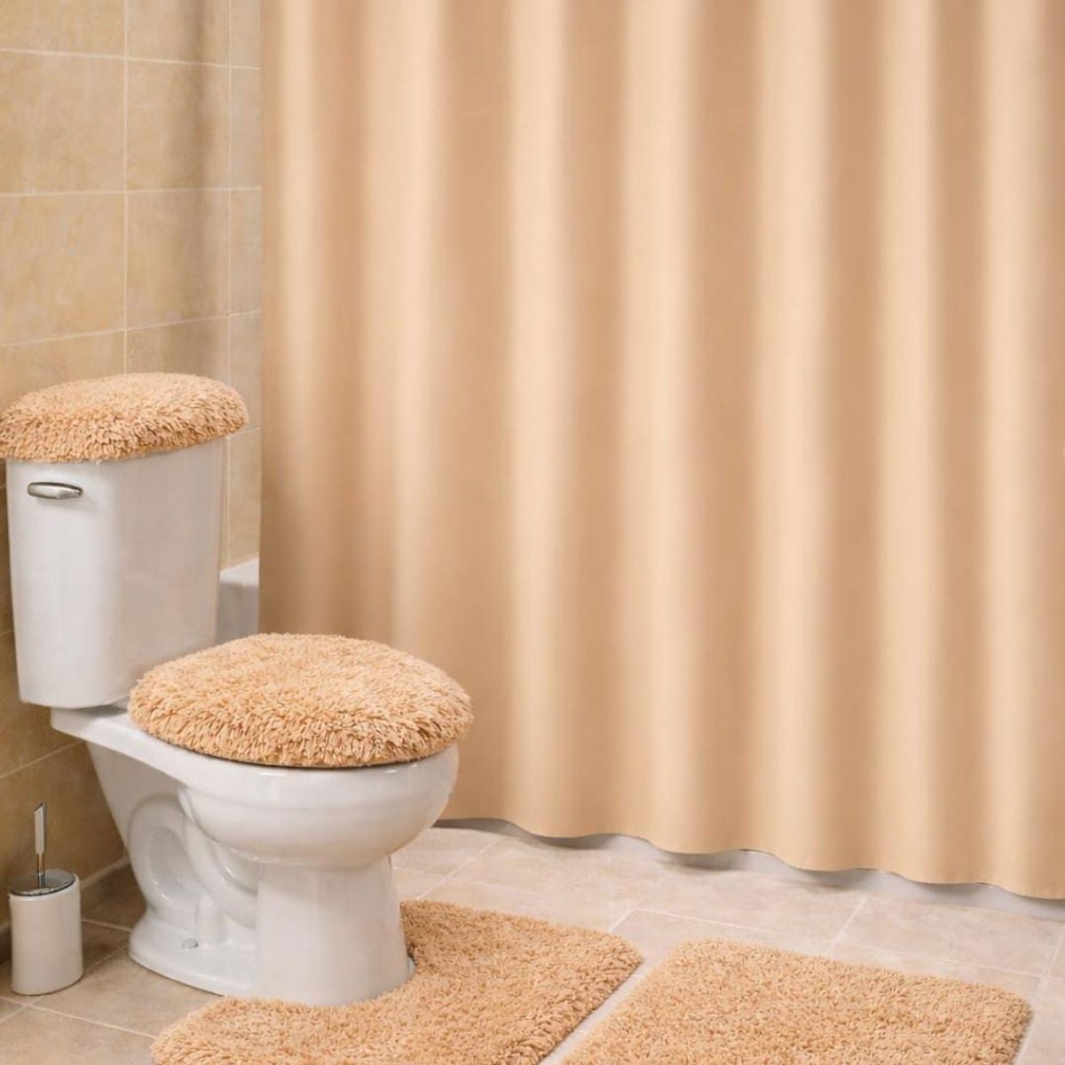 GENERICO - Set de baño peludo + cortina