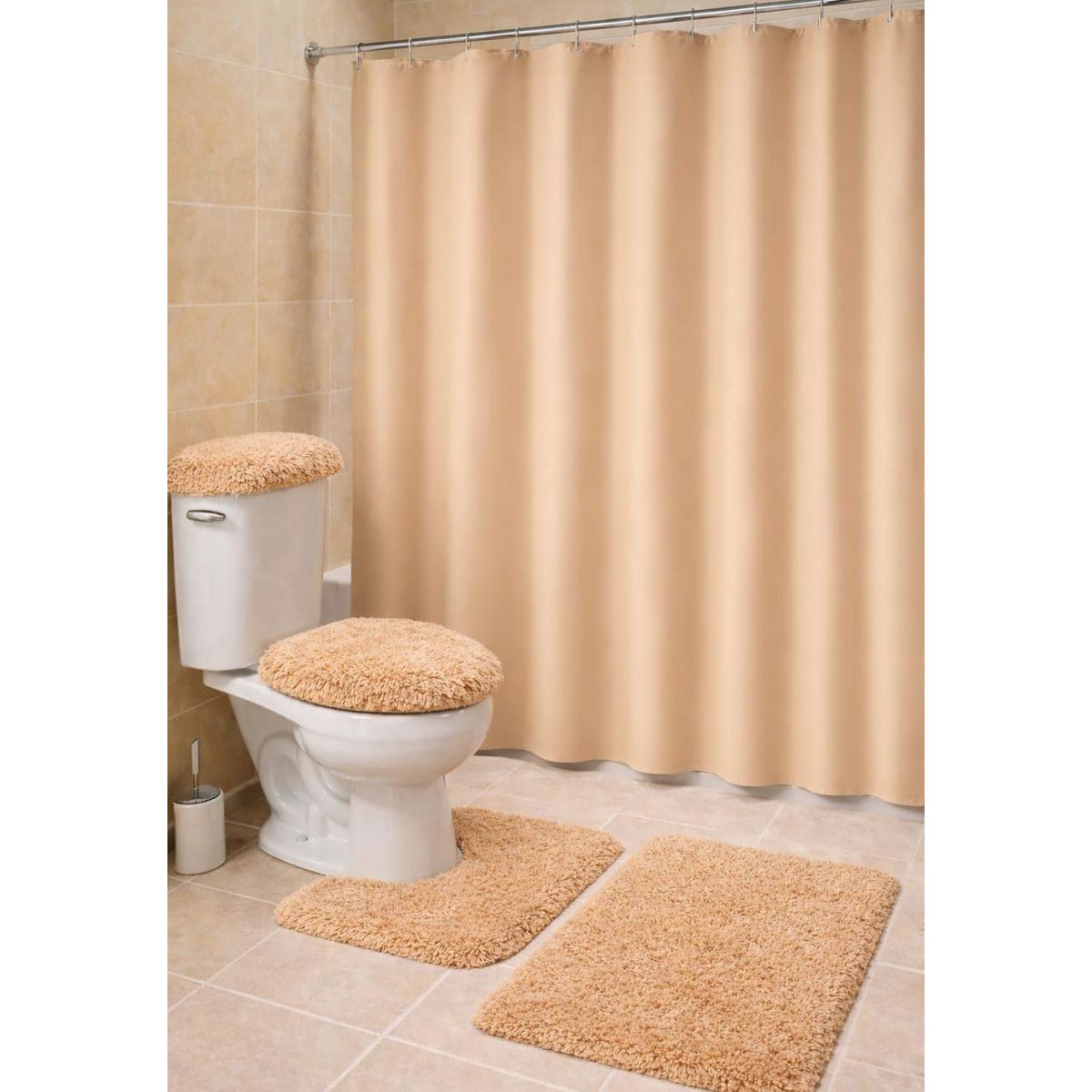 GENERICO - Set de baño peludo + cortina